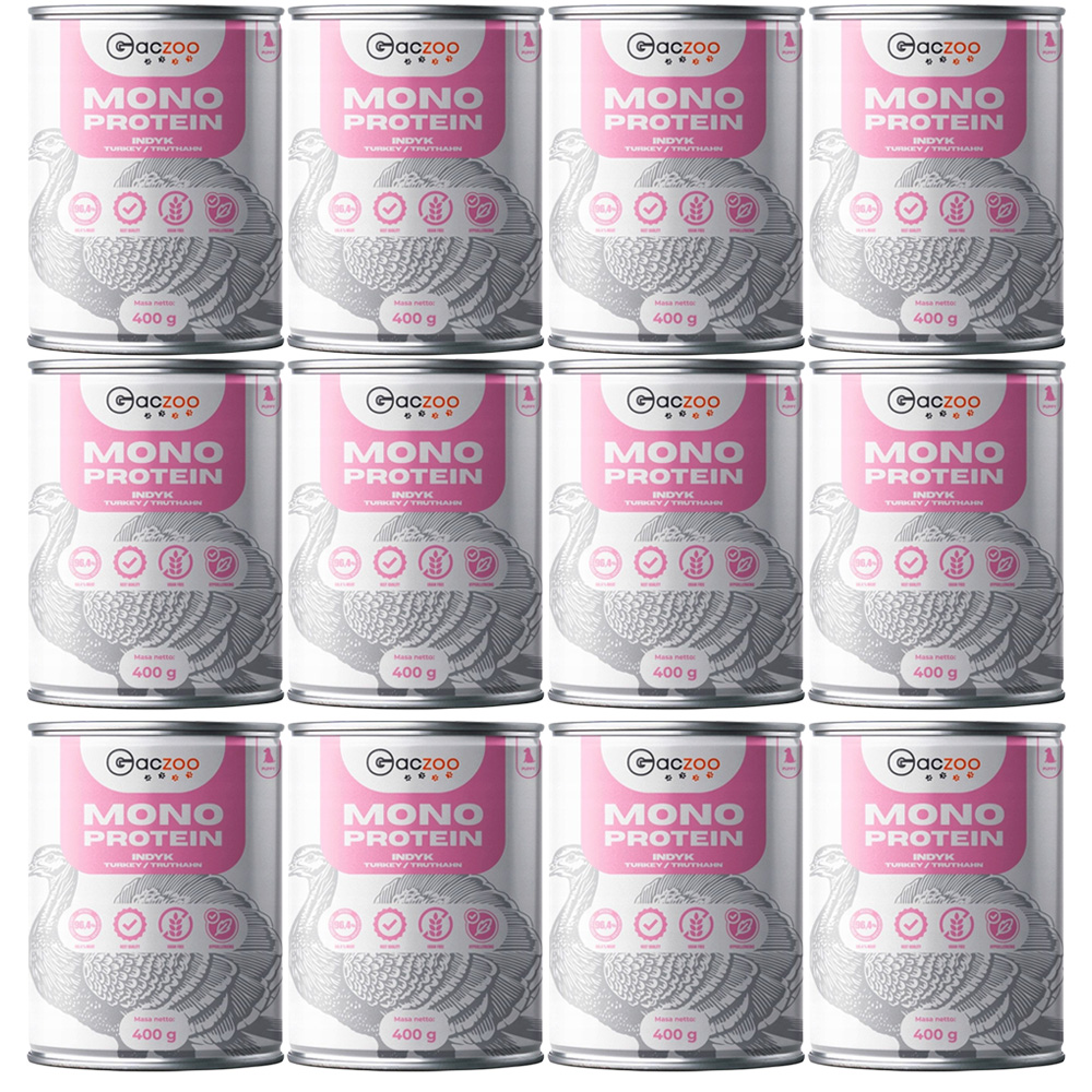 Gaczoo MONO Protein Puppy karma mokra dla szczeniąt Indyk 12x400g